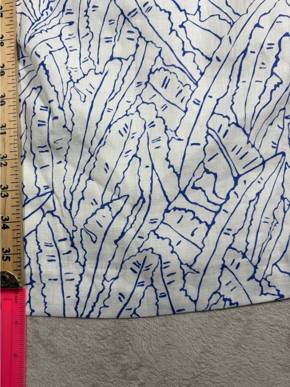 Staud Perla Blue White Palm Linen Cut Out Preppy Short Sleeve Cocktail Dress 10 - Picture 12 of 16
